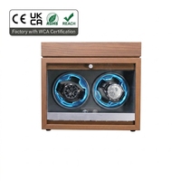 Remontoir de montre en bois de noyer avec plateau à bijoux intégré et fonction de sécurité anti-chute pour bagues et bracelets, boîte de rangement à 2 emplacements