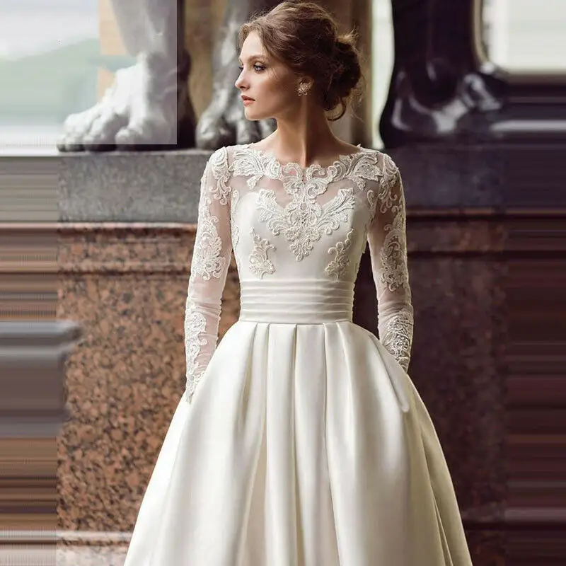 Abito da sposa europa e gli stati uniti trascinamento leggero di grandi dimensioni semplice high-end principale pizzo da sposa dimagrante vita alta