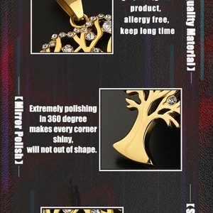 Collar de Árbol de la Vida Personalizado, Chapado en Oro de 18K, Joyería para Mujeres y Hombres, Colgante Vintage de Cristal, Ecológico - Product Image 5