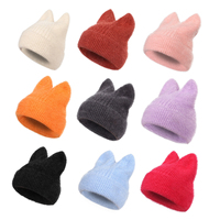 Bonnet d'hiver chaud et chic pour femme 2024, avec oreilles de chat mignonnes, couleur unie, broderie 3D faite à la main, idéal pour les voyages