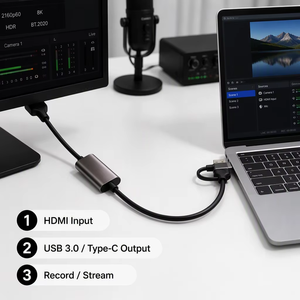 Carte de capture HDM1 vers USB/USB C 3.0, 1080P <span class=keywords><strong>HD</strong></span> 60fps, enregistrement et diffusion vidéo et audio en direct pour le jeu, le streaming et l'enseignement - Product Image 5