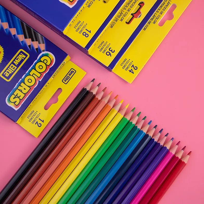 7 pouces 12 pièces/24 pièces/36 pièces/48 pièces en plastique Logo personnalisé ensemble de crayons de couleur étudiant crayon de couleur en gros Lapis de cor