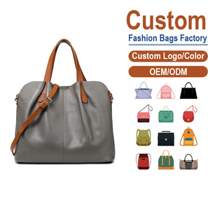 Genuine Leather Anti-Theft Tote <b>Bag</b> Zipper Closure Contrast Handle Design Premium Commute Shoulder <b>Bag</b> for Spring/Summer/Autumn - Product Image 1