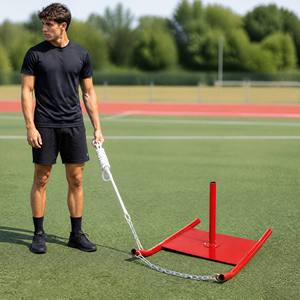 Traîneau d'entraînement robuste pour traction et poussée, portable, pour l'extérieur et la neige, en fer rouge et nylon 40D, marque Soccer - Product Image 3