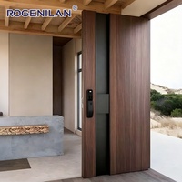 Puertas de Entrada Inteligentes de Seguridad de Aluminio para Villas de Lujo Rogenilan, Puertas Exteriores Resistentes a la Humedad con Cerradura