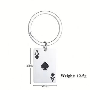 Llaveros de Acero Inoxidable con Diseño de Cartas de Póker (Picas, Corazones, Ases), Decoraciones Colgantes para Bolsos de Pareja, Pequeños Regalos de Casino, Venta al por Mayor - Product Image 5