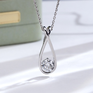 สร้อยคอจี้เพชรเม็ดเดี่ยวทรงหยดน้ำหมุนได้ MSN-1072 Messi Jewelry สำหรับผู้หญิง เพชรทรงกลม 2 กะรัต D VS1 เพชรเลี้ยงในห้องปฏิบัติการ - Product Image 1