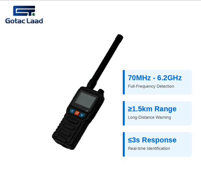 Gotaclaad 2km Long Range Portable Anti-Drone UAV Remote Control Signal Conditioning Equipment Sound/Vibration Alarm