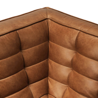 Minimalistisches Ecksofa aus Kunstleder mit quadratischen Ecken, modular, wandelbar, getuftet, Holzbeine, Wohnzimmermöbel