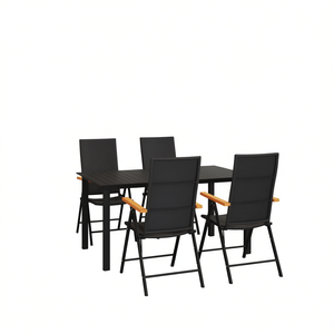 Ensemble de jardin WPC avec structure en aluminium noir, 4 places, mobilier d'extérieur au design contemporain, résistant aux intempéries - Product Image 1