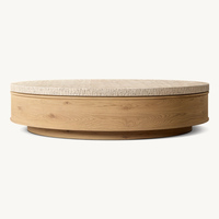 Table basse moderne pour salon, table ronde en bois massif pour salon, utilisation au bureau