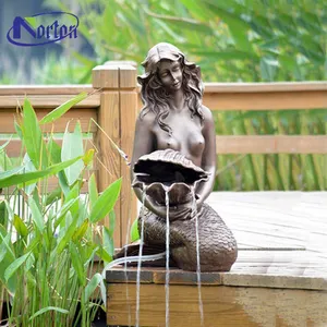 Büyük açık hava bahçe dekorasyonu sanat metal su çeşmesi yüksek kaliteli bronz deniz kızı su çeşmesi satılık
