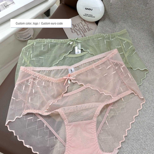 <span class=keywords><strong>Calzoncillos</strong></span> cómodos de malla de encaje Sexy para mujer al por mayor, <span class=keywords><strong>calzoncillos</strong></span> cómodos con diseño de lazo transparente sin costuras XL - Product Image 5