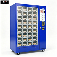 Distributeur automatique de repas chauds du fabricant, boîte bento chauffante 40-60°C avec écran tactile 22 pouces et système de paiement sans espèces compatible SDK