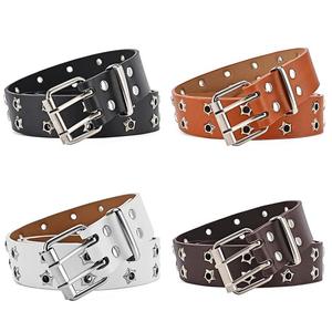 Cinturón de Cuero PU Personalizado con Estrellas Estilo Y2K, Moderno, para Hombre y Mujer, Estilo Harajuku Gótico, con Doble Hilera de Ojales de Estrella, para Jeans - Product Image 3