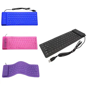 2023 Novo hot Dobrável Teclado De Gel De Sílica USB Com Fio Macio À Prova D' Água Roll Up teclados para Laptop Notebook