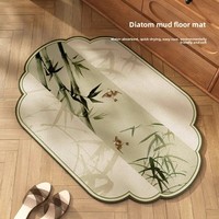 Tapis de bain en boue de diatomées absorbant, séchage rapide, antidérapant, motif plantes et fleurs, nouveau style chinois, tapis de porte pour salle de bain, entrée, maison