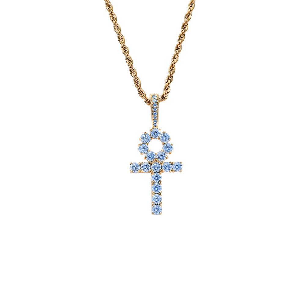 Gold Anka Cross + 3mm 24inch Gold Twist Chain
