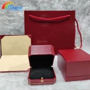 Luxury Red <b>Jewelry</b> Box Gift Case Velvet Lined Ring Box Necklace Box Custom <b>Packaging</b> for <b>Jewelry</b> Display - Product Image 5