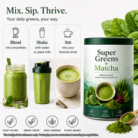 Poudre de Super Aliments Verts Matcha 6-en-1 : Mélange de Spinache, Orge, Luzerne et Betterave pour la Santé Intestinale