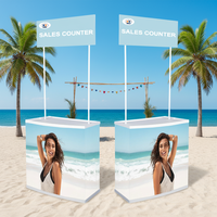 Comptoir promotionnel pliable en PP pour événements, présentoir publicitaire portable pour dégustations, vente en gros usine