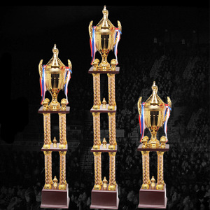 Trofeo <span class=keywords><strong>de</strong></span> <span class=keywords><strong>torre</strong></span> grande <span class=keywords><strong>de</strong></span> metal dorado moderno, técnica <span class=keywords><strong>de</strong></span> fundición <span class=keywords><strong>de</strong></span> hierro, impresión UV para uso <span class=keywords><strong>de</strong></span> recuerdo o placa - Product Image 3