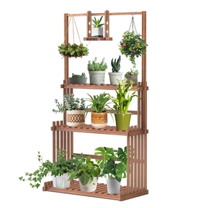 Étagère suspendue à 3 niveaux <span class=keywords><strong>pour</strong></span> plantes en bois Jardin Salon Pots de fleurs Grande jardinière Présentoir <span class=keywords><strong>pour</strong></span> <span class=keywords><strong>balcon</strong></span> - Product Image 1