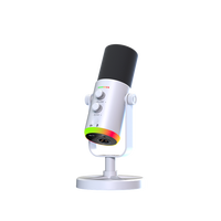 Mikrofon rekaman plastik, jenis USB RGB hitam merah muda warna putih untuk Studio bernyanyi PC Gaming Streaming & Podcasting