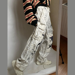 Diznew Tùy Chỉnh 100% Cotton Denim Phun-Sơn <span class=keywords><strong>Bungee</strong></span> Chuyển Đổi Dây Rút Đàn Hồi Đa-Chức Năng Túi Baggy Jeans - Product Image 4