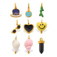 Breloque multi-éléments pour les vacances d'été, plaqué or 18 carats, coquillage et cœur, ambiance estivale vibrante, accessoire polyvalent pour la création de bijoux DIY