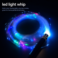 Fouet lumineux LED 2000mAh, autonomie de 8 à 12 heures, fouet en fibre optique de 195 cm, 40 effets RGB, étanche IP44, chargement rapide USB-C pour soirées Rave