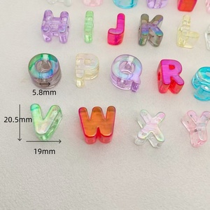 Rainbow Light Clear Alphabet <strong>Beads</strong> UV Coated Acrylic 26 Letters <strong>Large</strong> Through Hole for DIY Phone Strap <strong>Bracelet</strong> - Product Image 5