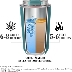 Vaso Térmico de Acero Inoxidable de 10oz/14oz con Logotipo Personalizado, Tapa Abatible Antiderrames, Taza de Viaje - Product Image 4