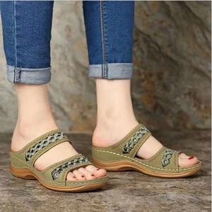 Summer Hot Sale Women's <b>Large</b> Size Sandals Flat Hollowed Comfortable Cushioning Slip-On Closure Light Breathable Platform - Product Image 5