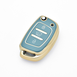 Étui de protection pour <span class=keywords><strong>clé</strong></span> de voiture <span class=keywords><strong>Hyundai</strong></span> <span class=keywords><strong>I20</strong></span> à 3 boutons, design unique, bord doré et argenté, mini <span class=keywords><strong>coque</strong></span> de <span class=keywords><strong>clé</strong></span> pliable - Product Image 4