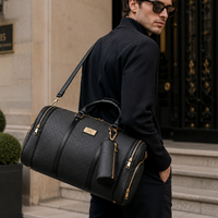 Sac de voyage en cuir vegan à motifs avec pochette amovible, sac de week-end grande capacité avec poignée de transport, pour hommes, cinq couleurs