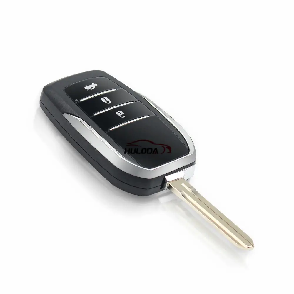 Modified Flip 3 Btutons Remote Car Key Shell Fob Blank Case For Toyota Yaris Prado Tarago Camry Corolla Toy43 Blade