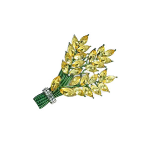 Broche populaire en strass motif épi de blé, plaqué or, en alliage, design personnalisé, accessoires de corsage pour femme, pour mariage et fiançailles - Product Image 5