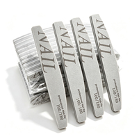 Vente en gros de limes à ongles en éponge demi-lune grises à double face, grain 100/180, lavables, outils professionnels de beauté pour la manucure