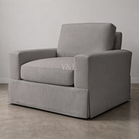 Fauteuil d'appoint moderne en tissu avec housse, fauteuil lounge individuel rembourré avec base à jupe