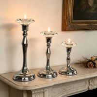 Hurricane Kerzenhalter, Eleganter Hoher Stabkerzenständer, Optional Säulenkerze, Maßgefertigte Größe & Oberfläche für Hochzeitstisch Heim-Deko