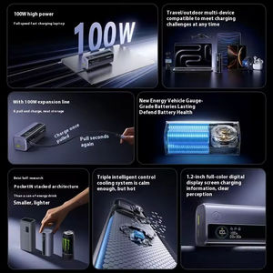 Bas Eus 145W Power Bank 10000mAh Incorporado 100W Retráctil Tipo C Cable Carga rápida Cargador de <span class=keywords><strong>batería</strong></span> externo portátil PowerBank - Product Image 6