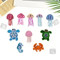 Appliques brodées à la main en forme d'étoile de mer en strass, colorées et perlées, motifs animaux marins mignons pour vêtements d'enfants, sacs et chapeaux