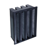 Struktur V Bank Baru Filter AC HEPA Fiberglass Aliran Udara Tinggi Efisiensi 99,95% 592x592x292mm