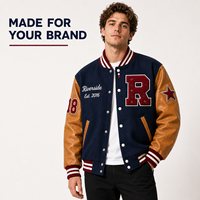 Blouson universitaire oversize avec logo brodé en chenille découpé au laser, coupe ample, manches en cuir, corps en laine, style Letterman