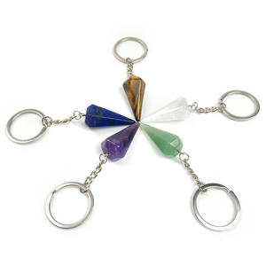 DIY piedra de cuarzo piedra Natural adivinación espíritu péndulo Hexagonal llavero colgante Ojo de Tigre lapislázuli amatista verde Aventurina curación <span class=keywords><strong>Ener</strong></span> artesanía popular - Product Image 5