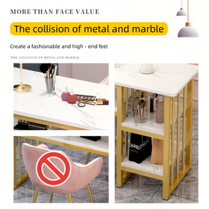 Table de Manucure Moderne de Luxe avec Panneau en Bois Clair, Métal et Double Densité – Table à Ongles pour Salon, <span class=keywords><strong>Chambre</strong></span>, Centre Commercial – <span class=keywords><strong>Prix</strong></span> Spécial - Product Image 3