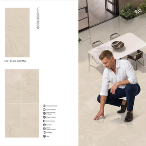 Listello Crema 600x1200mm Carrelage de sol en porcelaine poli numérique brillant Salle de bain extérieure de haute qualité 24x48 60x120 Intérieur - Product Image 1
