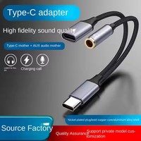 Kabel pengisi daya cepat, kabel AUX USB 2 dalam 1 untuk earphone Android, adaptor tipe-c ke 3.5mm PD 60W isi daya Cepat