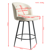 Tabouret de bar et de cuisine rembourré en tissu lin et métal, idéal pour îlot de cuisine ou garage - Vente en gros